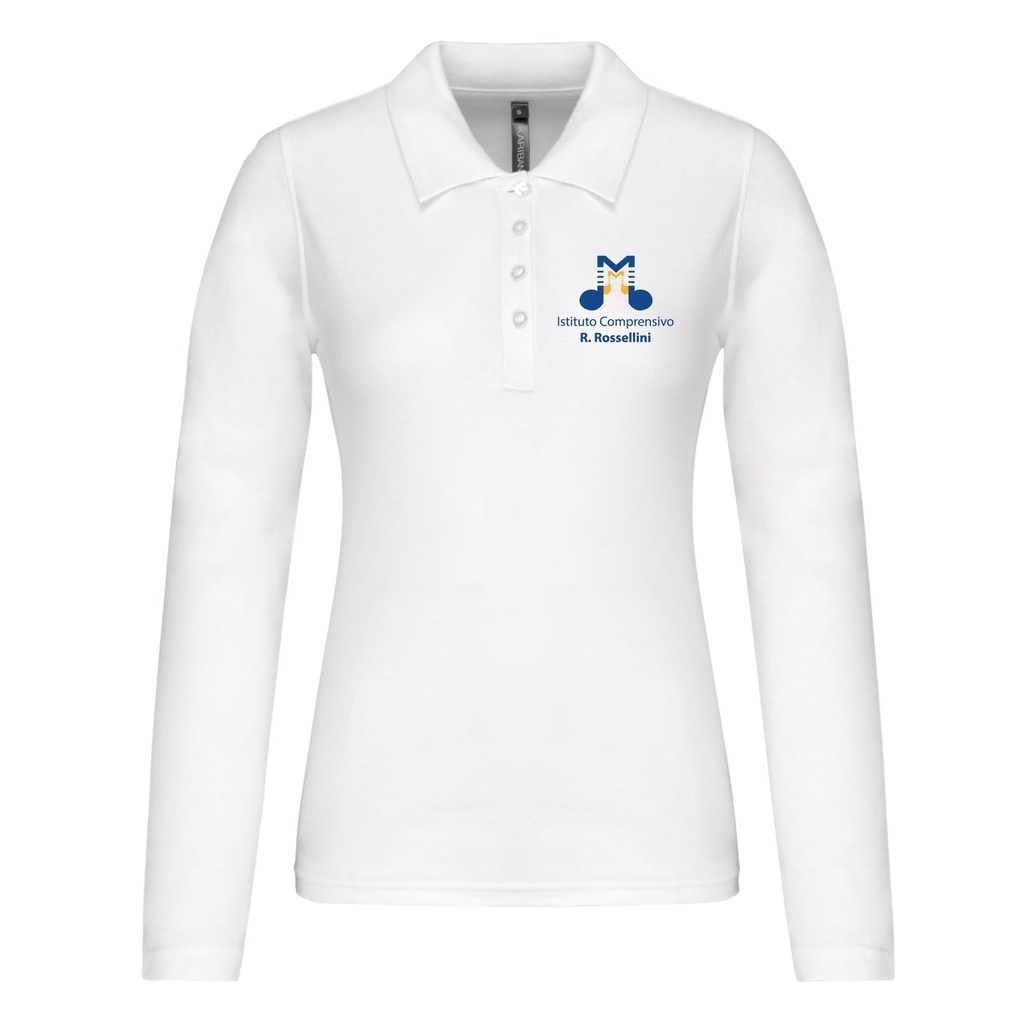ROSPREMWML100-Polo Adulto Donna manica lunga 100% cotone pettinato (XS)